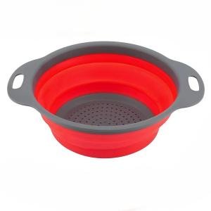 مصفاة قابلة للطي بمقابض – أحمر ورمادي