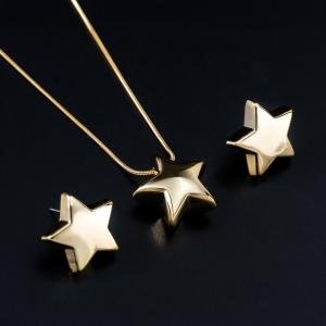 مجموعة قلادة و أقراط نجوم ثلاثية الأبعاد إطلالة أنيقة وجذابة