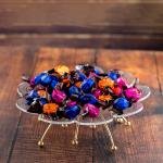 صينية تقديم أكريليك فاخرة بنقوش زهرية أرجل معدنية بلمسات ذهبية - كبير