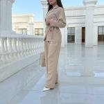 Women's Wrap Top and Wide-Leg Pants Set