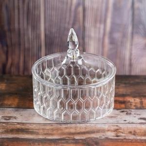 وعاء الحلوى الكريستالي الأنيق بغطاء مزخرف محكم الإغلاق - متوسط