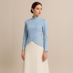 فستان بتصميم بلوزة علوية بنهايات مدببة وبليسية من أسفل