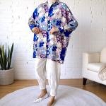 قميص واسع بأزرار بطبعة الأزهار