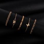 مجموعة أساور الفراشة مع السلسلة الكلاسيكية - 5 قطع