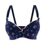 حمالة صدر مزينة بطبعة الأزهار – تصميم مشدود مع حشوة وتفصيل دانتيل بيج وحزام قابل للتعديل