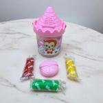 مجموعة دلو القلعة لعجينة الصلصال طين ملون مع مقبض حمل