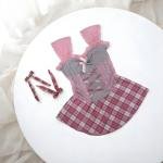 فستان بيبي دول مشد دانتيل منقوش VIP مع تفاصيل فيونكة وربطات عنق مطابقة