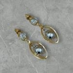 أقراط كريستال متدلية مطلية بالذهب بتصميم كرة معدنية أنيقة