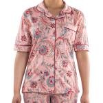 طقم بيجامة ستان بنقشة بيزلي ناعم، مريح وأنيق