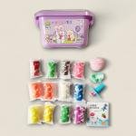 مجموعة الطين الناعم الملوّن من كرييتيف وورلد صندوق تخزين مطبوع بأشكال الأرنب والدب