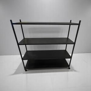 رف تخزين معدني عصري ذو 4 رفوف بعجلات