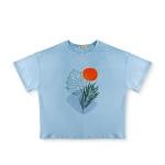 صن ست بوتانيكال بليس تي شيرت بطباعة تجريدية للطبيعة بأوراق استوائية وشمس رائعة