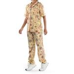 طقم بيجامة ستان بنقشة بيزلي ناعم، مريح وأنيق