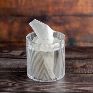 علبة مناديل أكريليك دائرية بتصميم هندسي