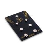 طقم أقراط بتصميم قلب دائري وندفة الثلج.