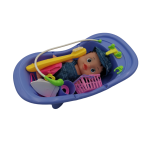 دمية مع حوض استحمام وإكسسوارات