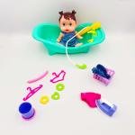 دمية مع حوض استحمام وإكسسوارات