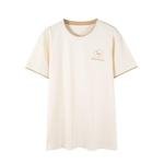 طقم تيشيرت مع شورت قطني بمقاسات كبيرة مع تطريز بالحروف ولمسة مرونة خفيفة