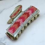 مشبك شعر نسائي مرصع بالكريستال – أناقة الغروب الوردي