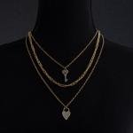 مجموعة قلائد ثلاثية الطبقات محبوسة في الحب تصميم راقي ومتعدد الطبقات