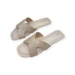 نعال مسطح مرصع بالأحجار الكريمة