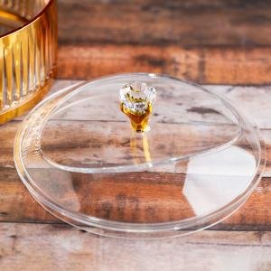 وعاء الحلوى الفاخر من الأكريليك بتصميم ماسي منحوت