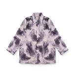 قميص ستورم ماربل ساتان بتصميم دوامات رمادية لامعة بياقة كلاسيكية